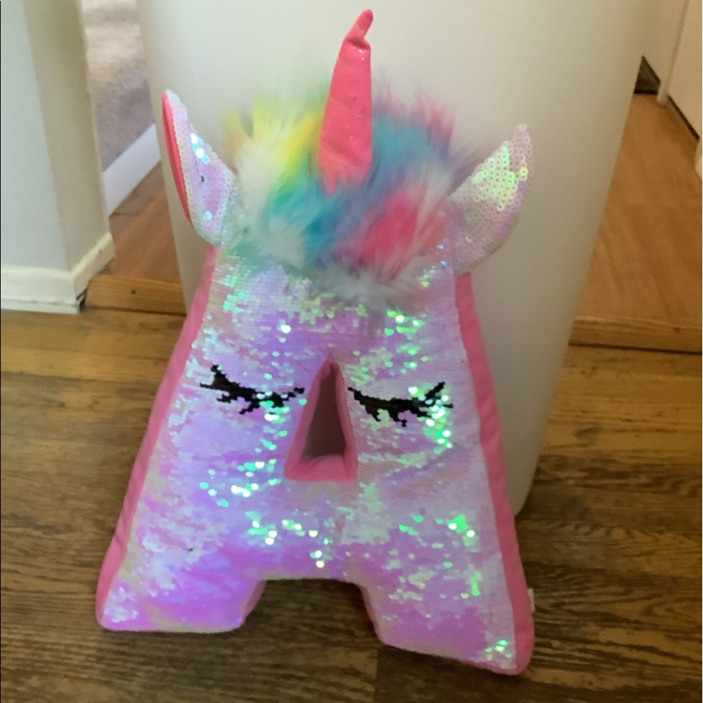 Justice flipping sequins unicorn letter A
